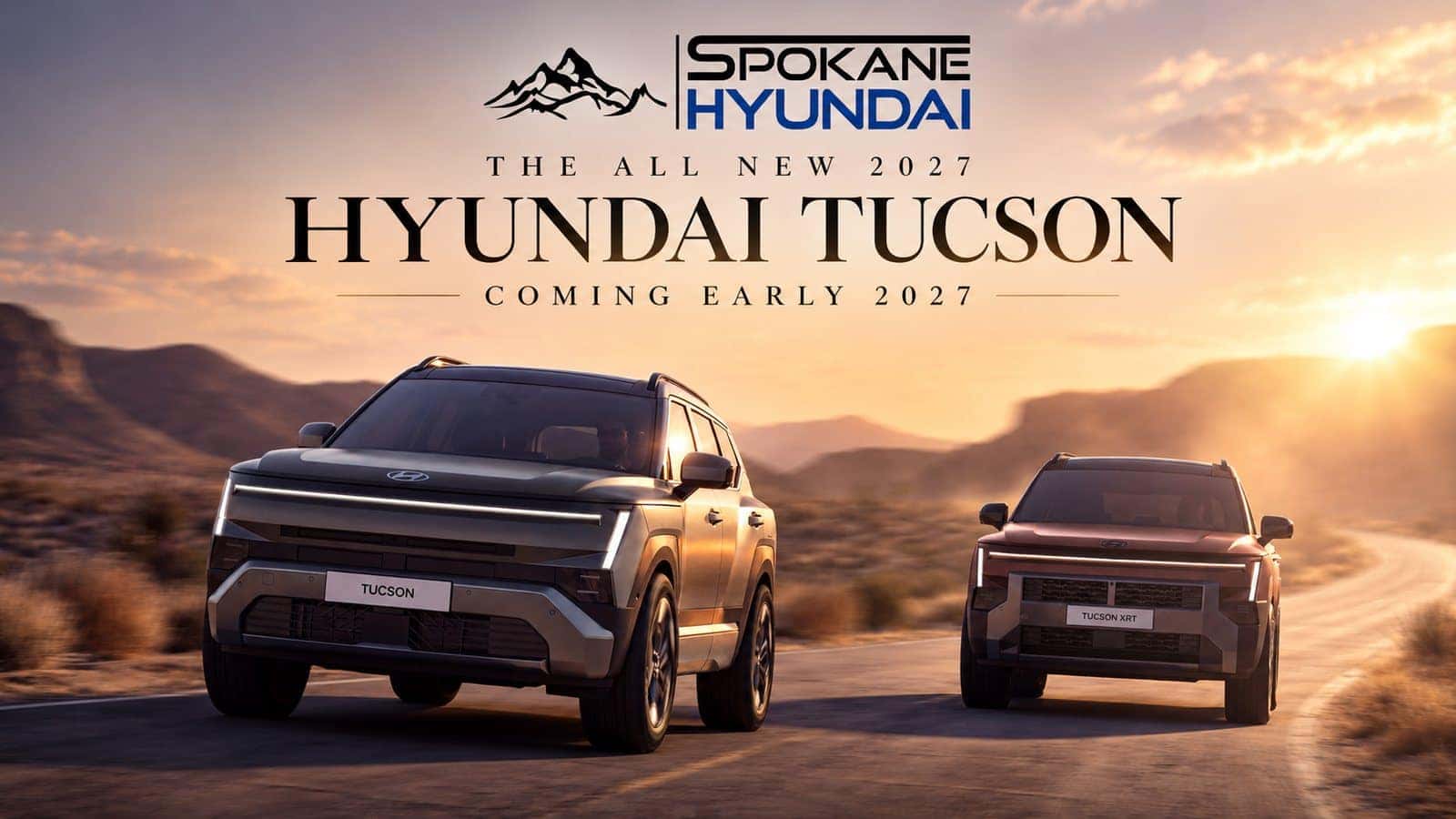 2027 Hyundai Tucson and Tucson XRT at sunset