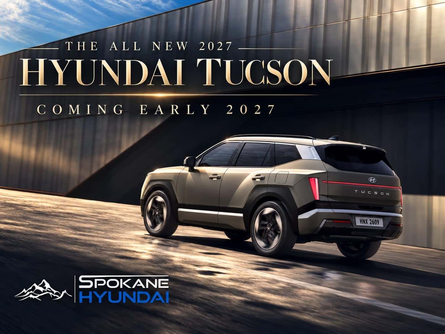 2027 Hyundai Tucson rear three-quarter view