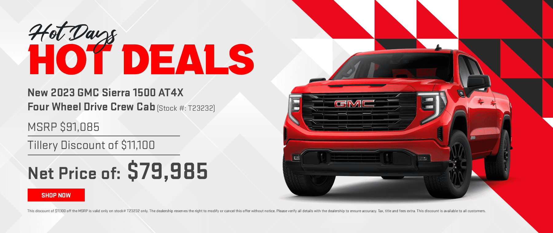 New 2023 GMC Sierra 1500 AT4X Four Wheel Drive Crew Cab (Stock #: T23232)