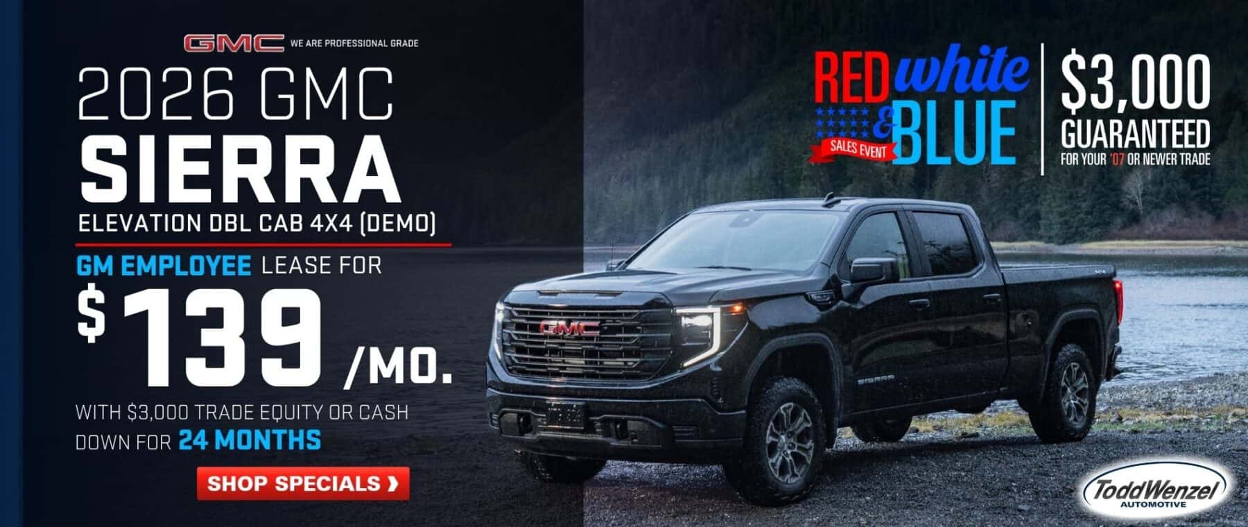 Red white and blue truck sale