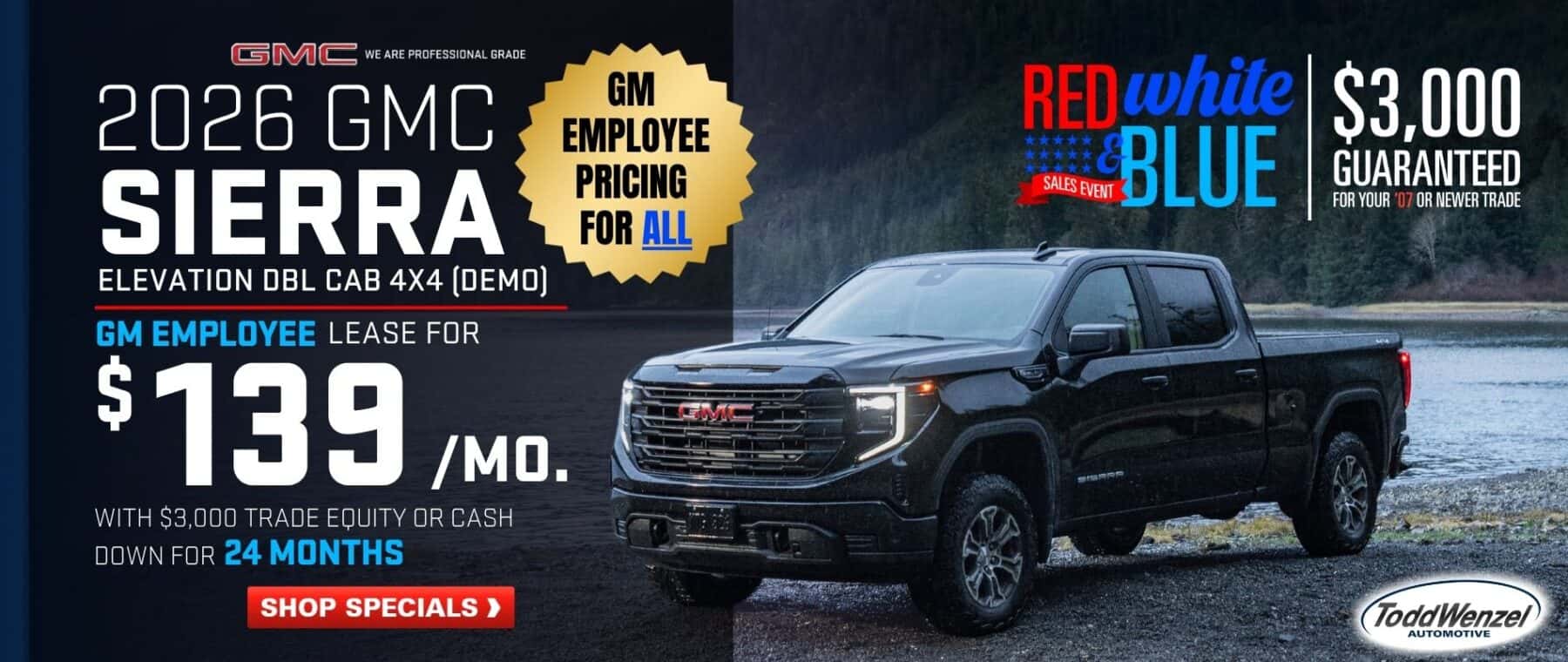 Red white and blue truck sale