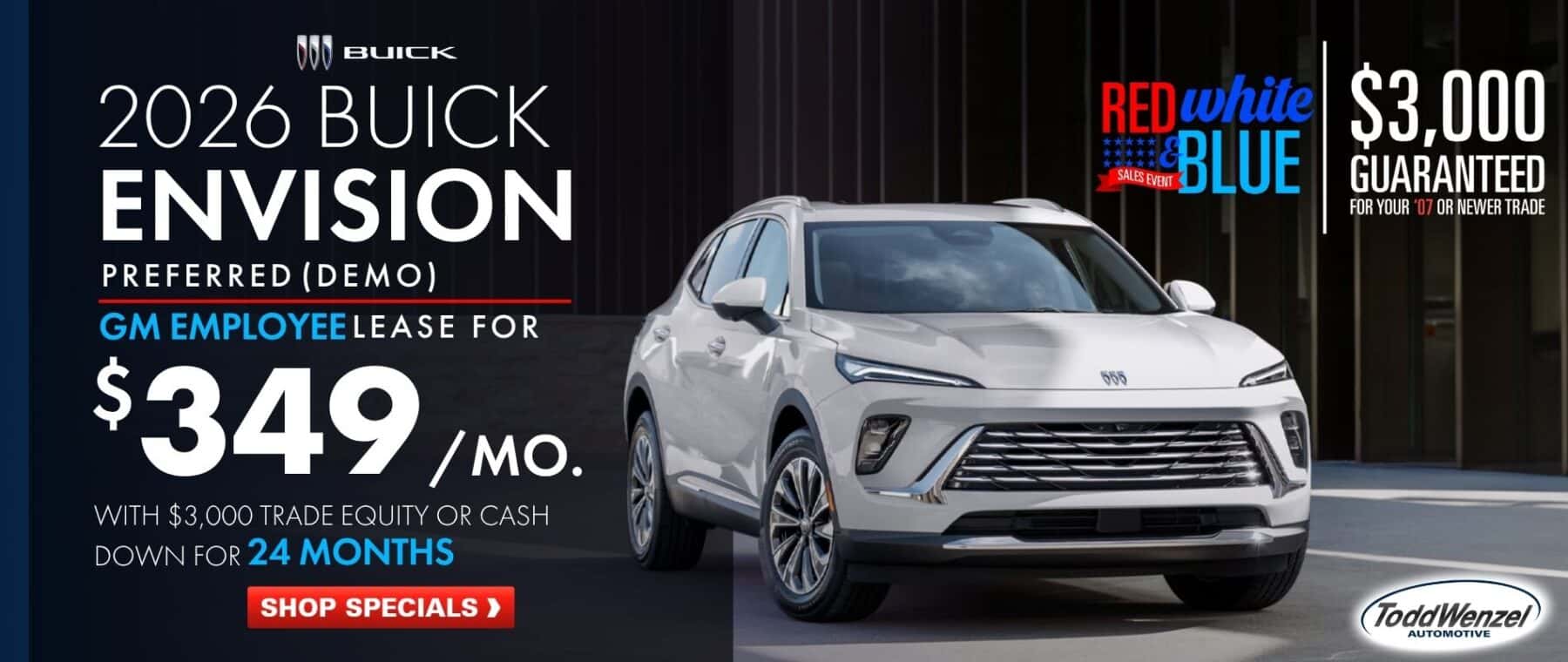 Red white and blue car sale