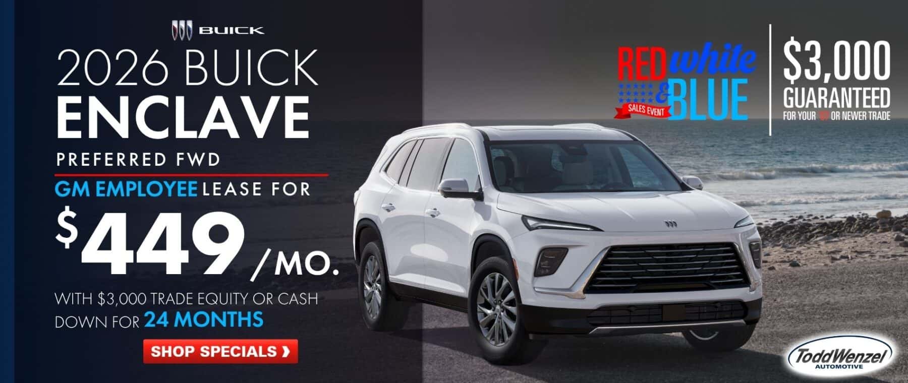 Red white and blue car sale