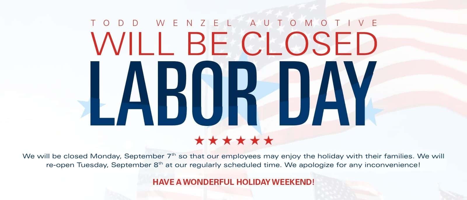Labor Day closure