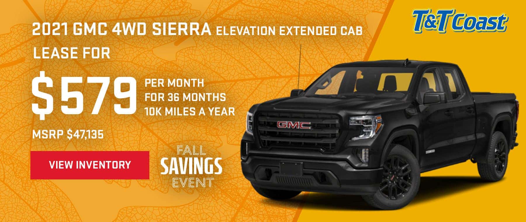 2021 GMC 4WD SIERRA ELEVATION EXTENDED CAB MSRP $47,135 $579/MONTH LEASE! For 36 Months /10K Miles/Year