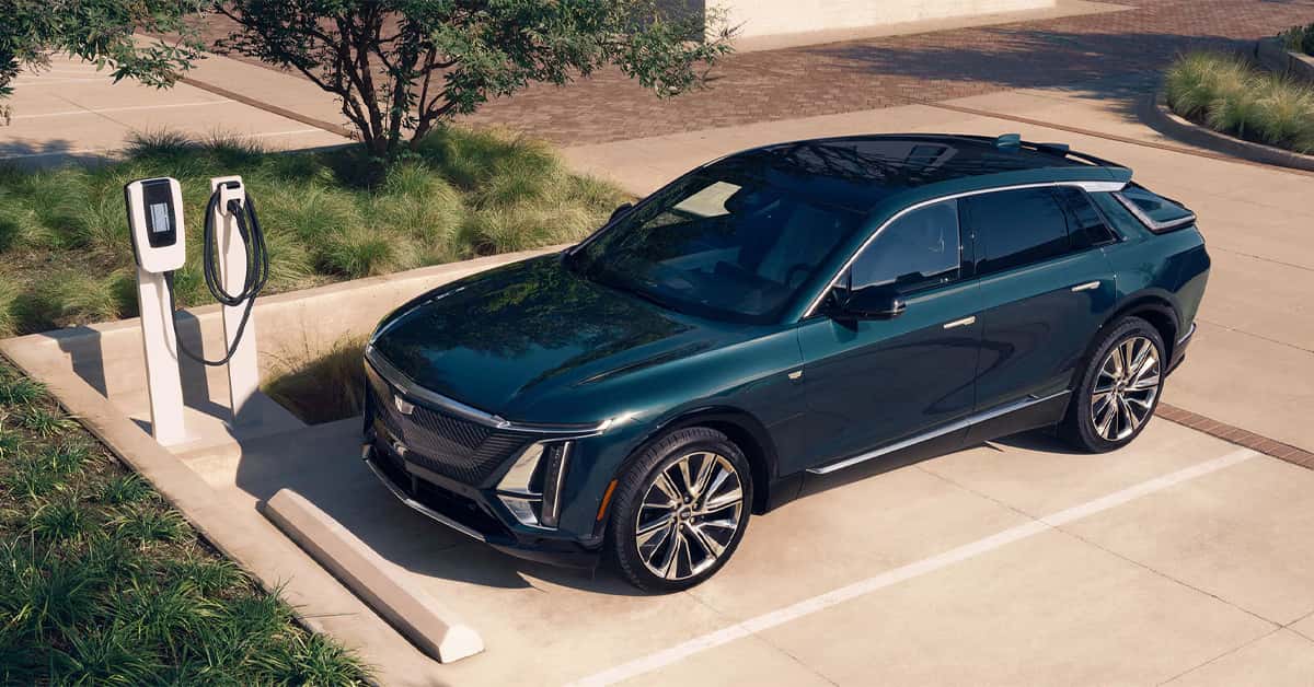 A 2026 Cadillac LYRIQ in a charging station