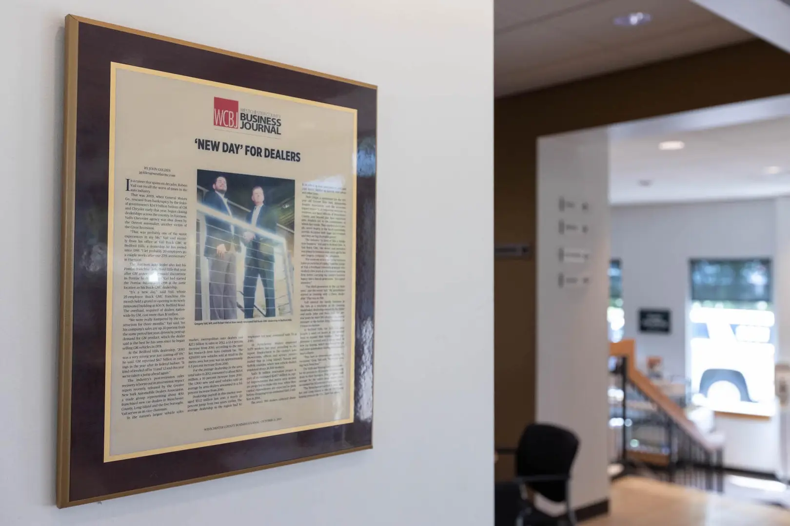 A newspaper hung in the offices.