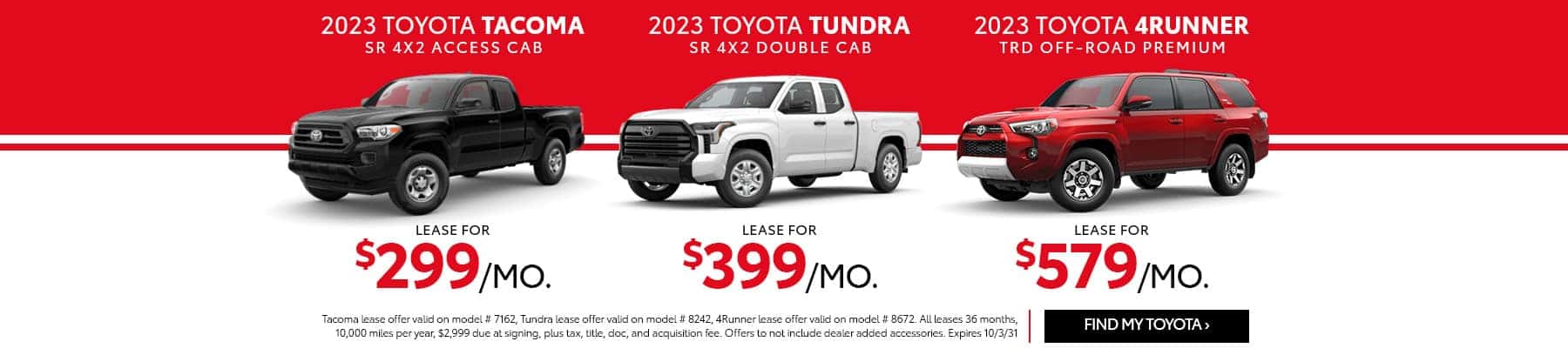 Toyota vehicle specials