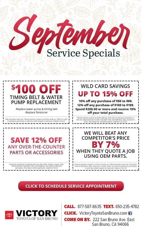 Auto Service Specials | Victory Toyota of San Bruno near San Francisco