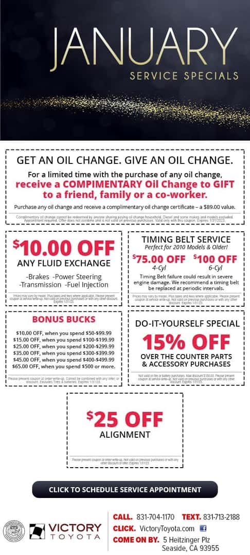 Service & Parts Specials | Victory Toyota