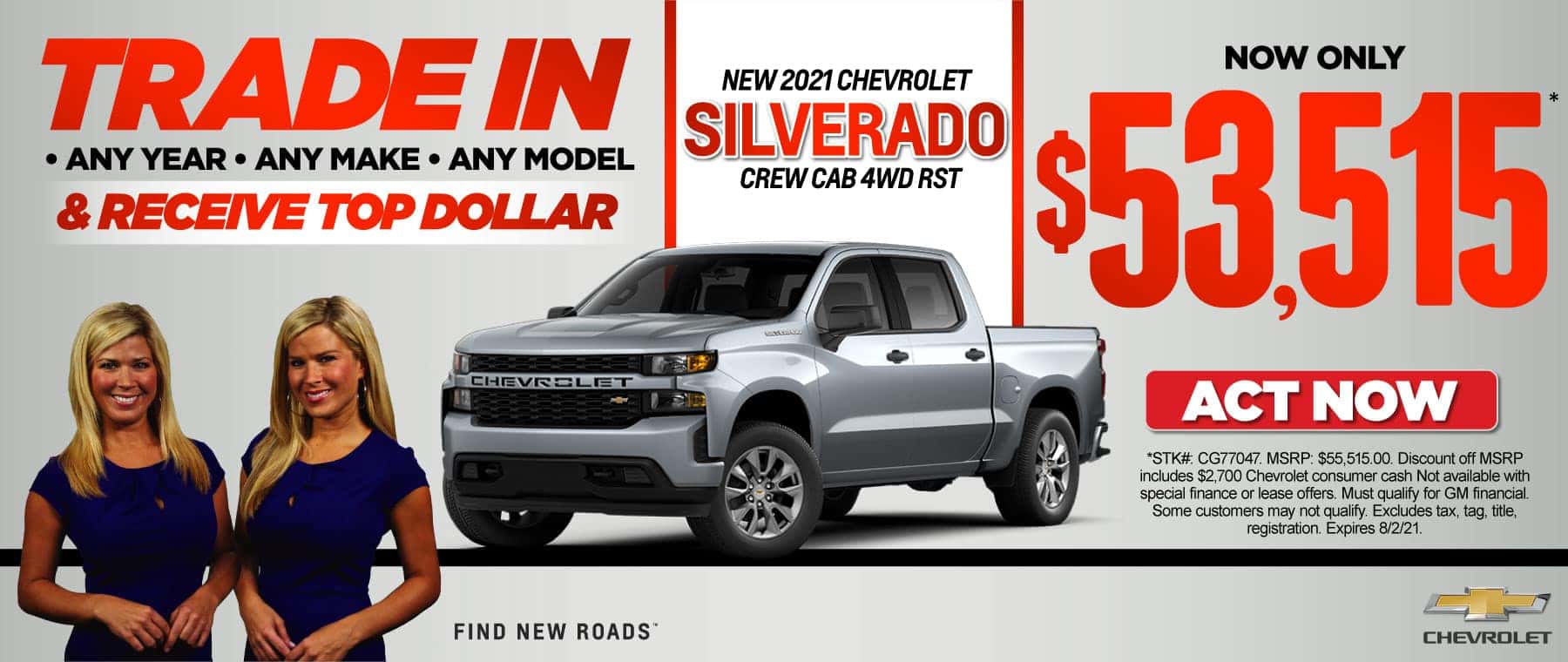 new 2021 Chevrolet Silverado Crew Cab RST now only $53,515. Act now.