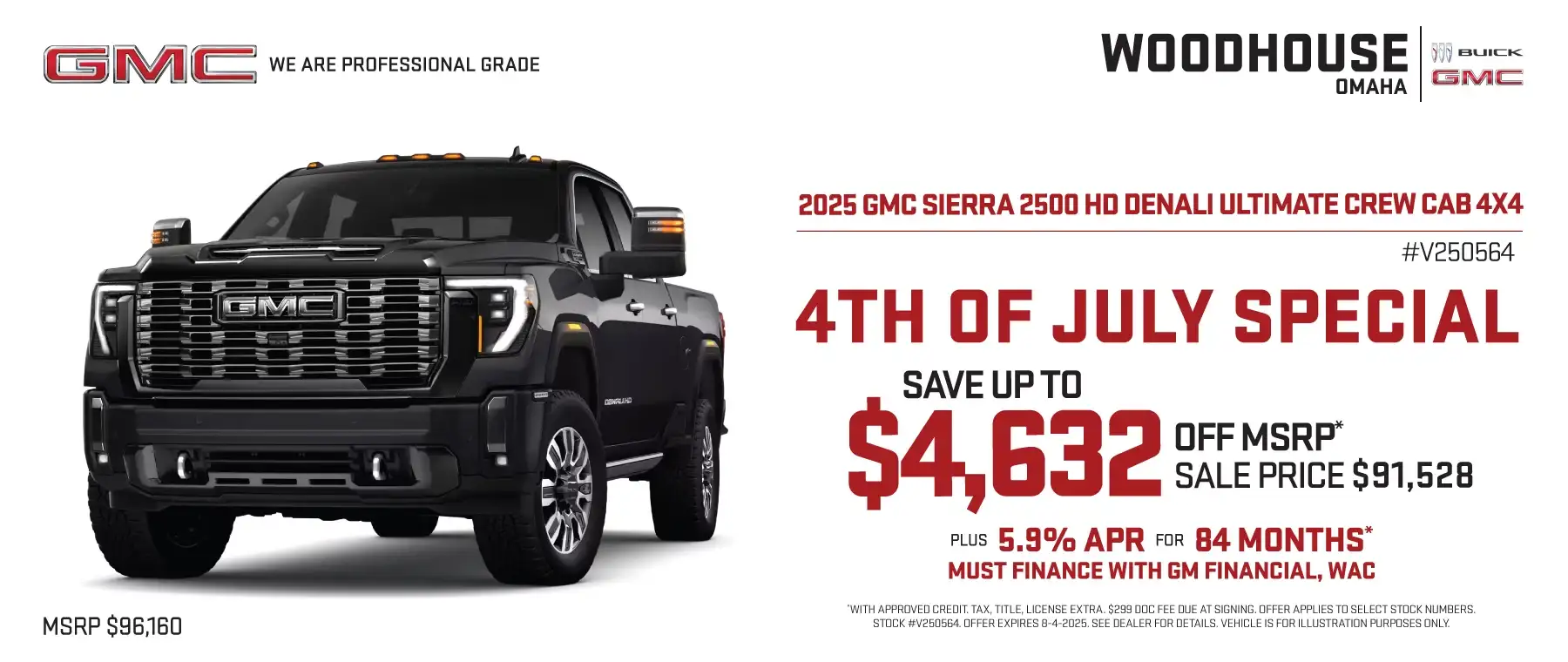 2025 GMC SIERRA 2500 ULTIMATE DENALI CREW CAB 4X4 (V250564)- 4th of July Special - Save up to $4,632 off MSRP plus 5.9% APR for 84* months