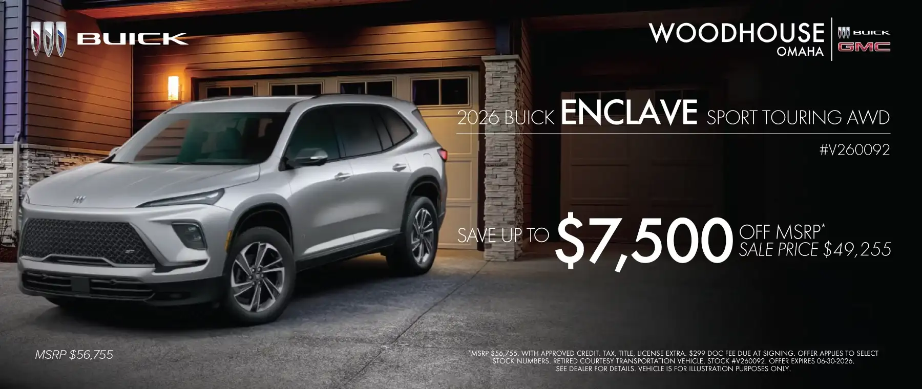 2026 BUICK ENCLAVE SPORT TOURING AWD (V260092, V260115, V260184) - Save Up to $7,500 off MSRP*