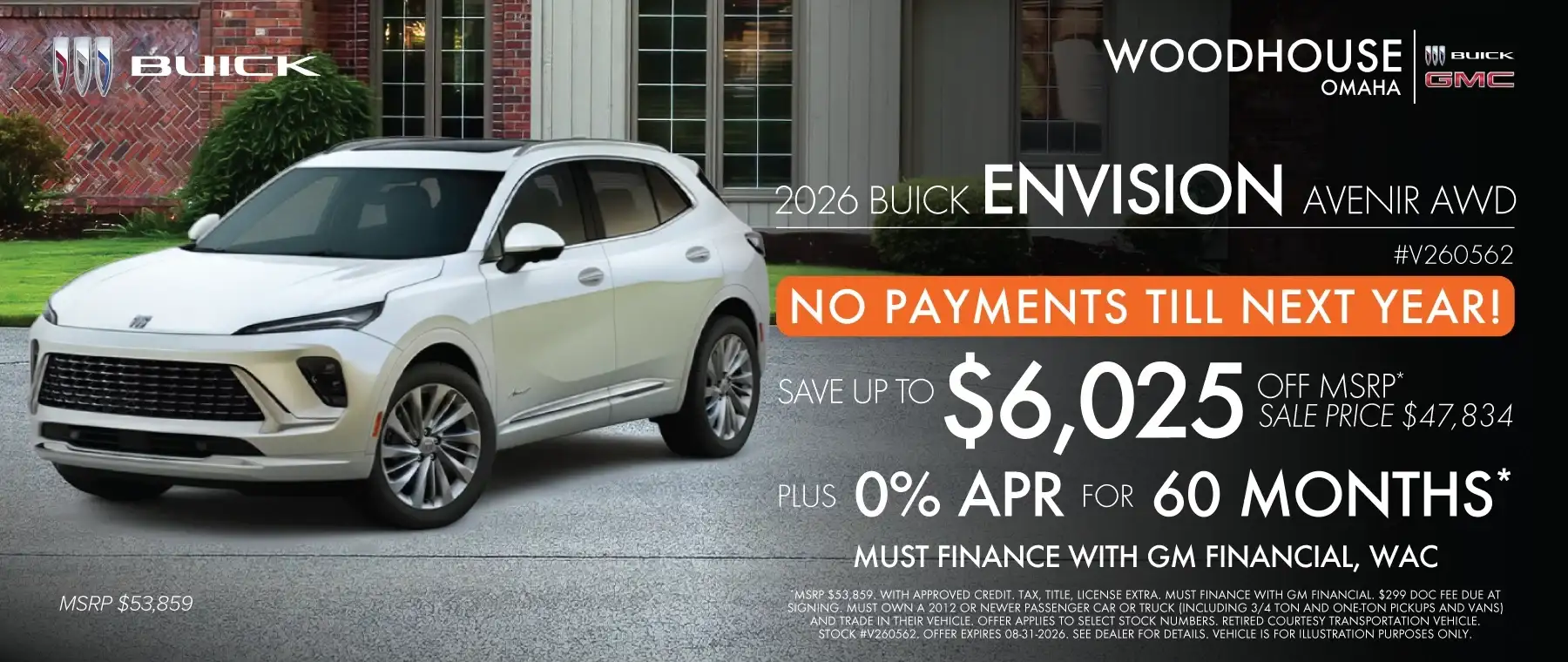 026 BUICK ENVISION AVENIR #V260562 - SAVE UP TO $6,025 OFF MSRP PLUS 0% APR FOR 60 MONTHS AND NO PAYMENTS UNTIL NEXT YEAR*