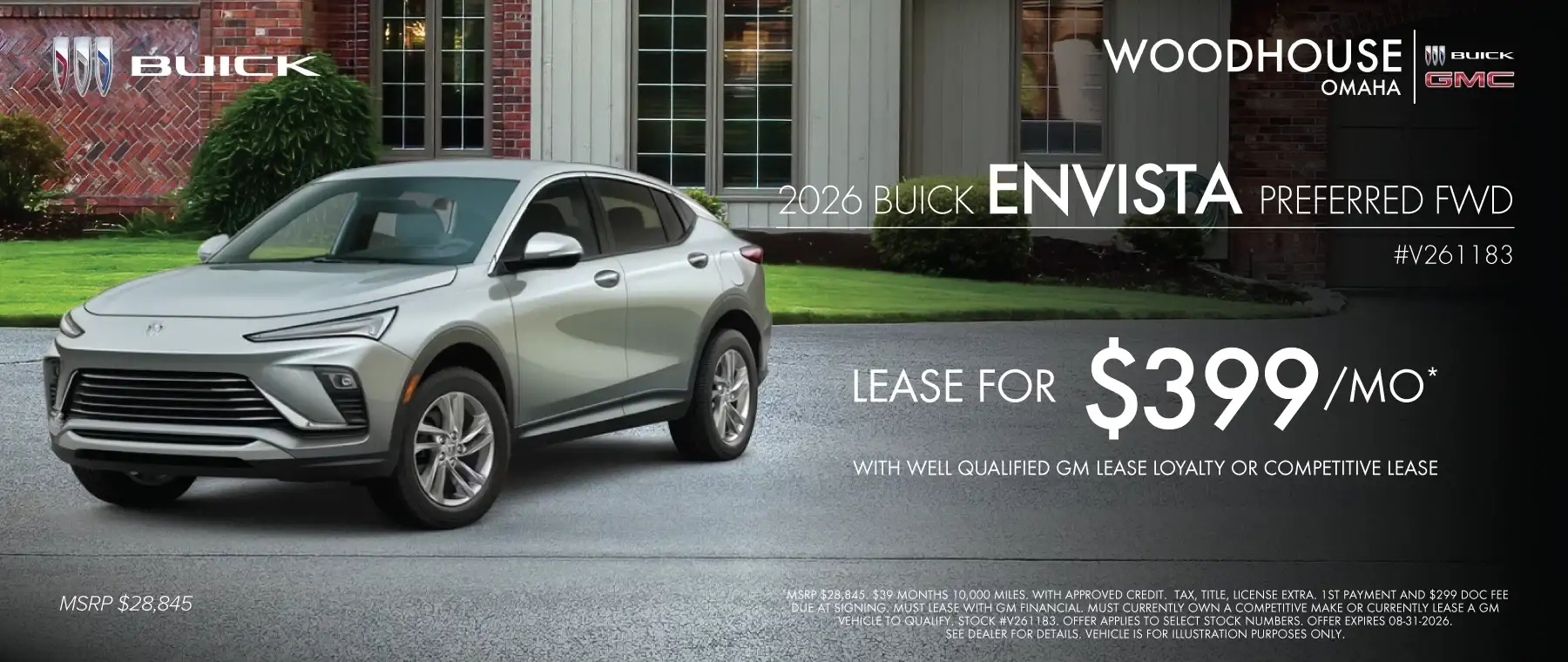 2026 BUICK ENVISTA PREFERRED #V261183 - LEASE FOR $399 A MONTH FOR 39 MONTHS 10,000 MILES PER YEAR*
