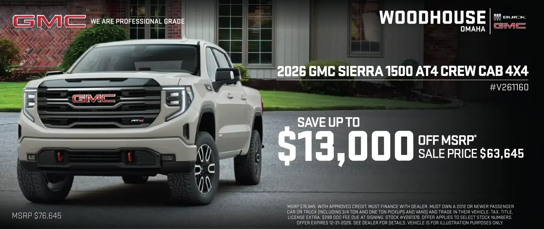 2026 GMC SIERRA 1500 AT4 Crew Cab 4x4 (V261379) - Save up to $13,000 off MSRP*